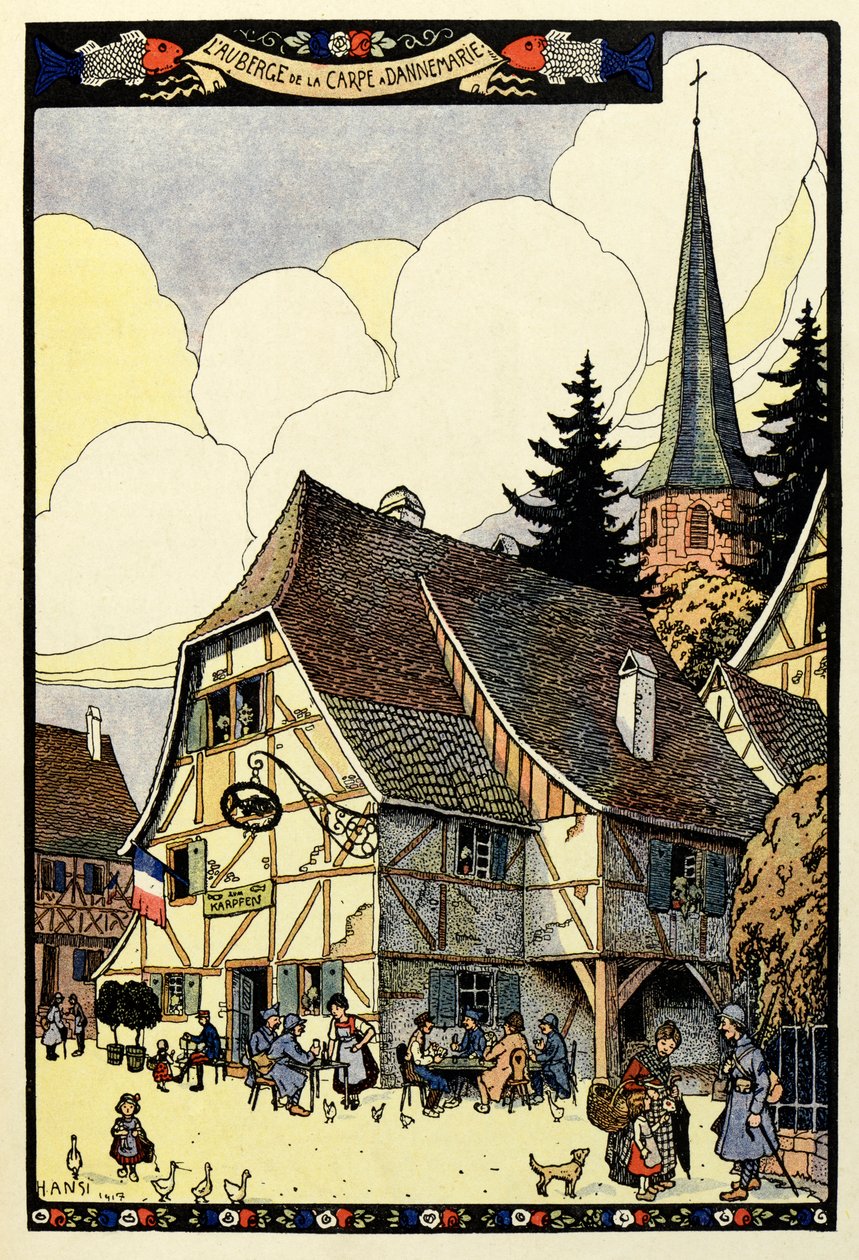 A háromszínű paradicsom ; Auberge de la carp Dannemarie-ben 1917 alkotó: Jean Jacques (1873 1951) Waltz