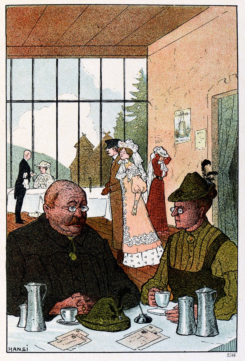Vogesen Bilder (a Vogézek képei); A Hotel de la Schuchtban "Hogy az ördög sejthette a fiú, hogy németek vagyunk" alkotó: Jean Jacques (1873 1951) Waltz