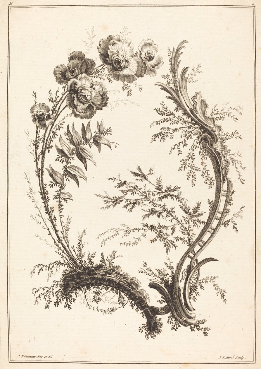 Dísz virágokkal alkotó: Jean Jacques Avril I after Jean Baptiste Pillement