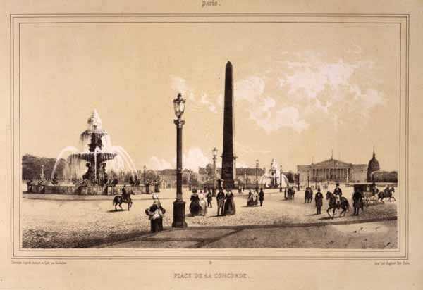 Place de la Concorde, Párizs, metszett Auguste Bry (metszet) alkotó: Jean Jacques Bachelier