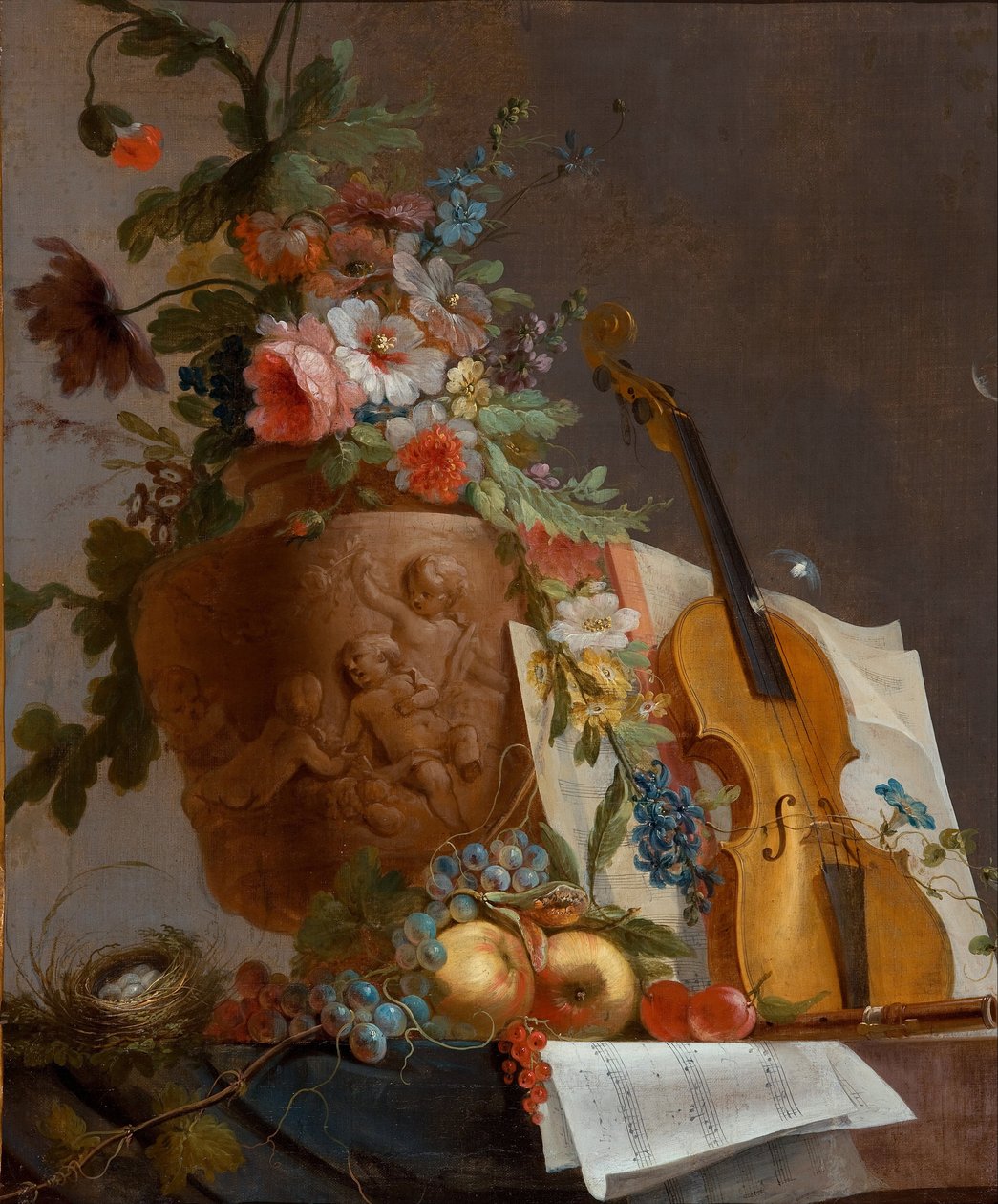 Csendélet virágokkal és hegedűvel, c. 1750 alkotó: Jean Jacques Bachelier