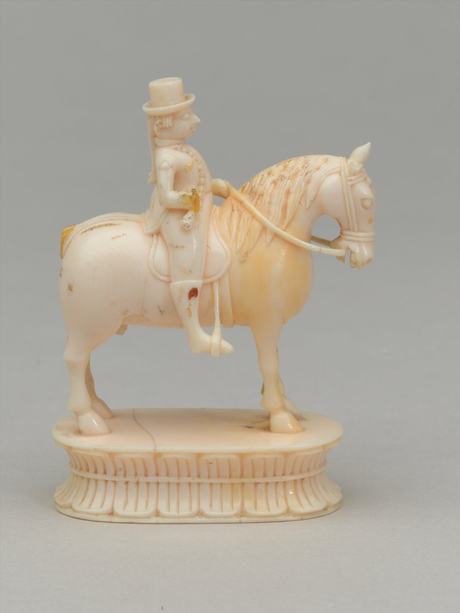 Fehér lovag, sakkfigura, India, 1820 körül alkotó: Jean Jacques Champin