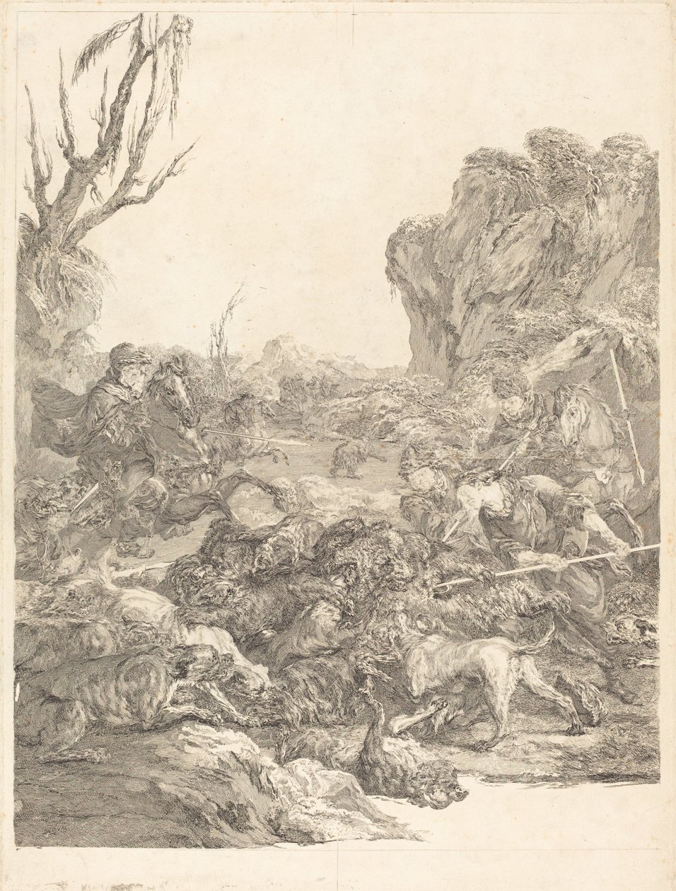 Medvevadászat alkotó: Jean Jacques Flipart after Carle Van Loo