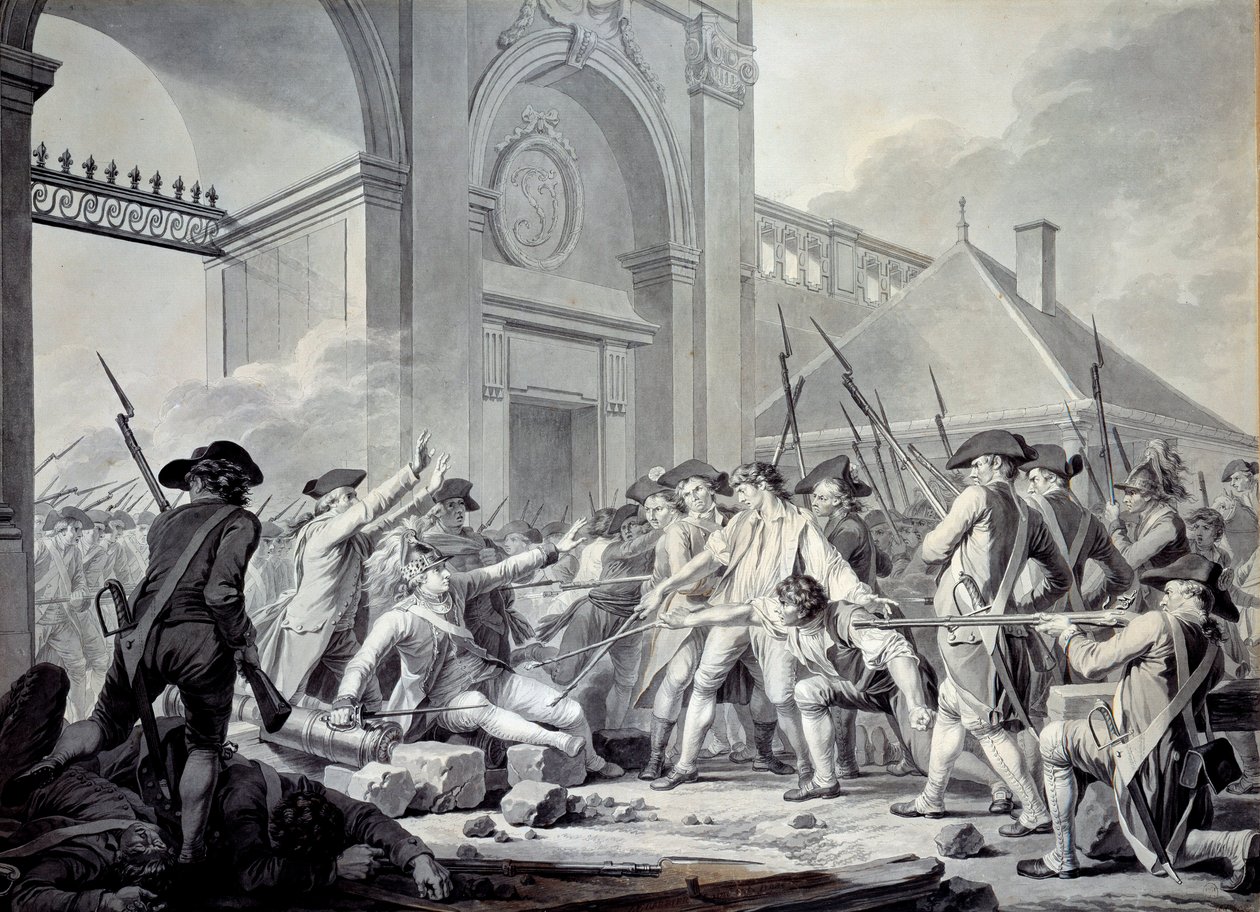 Nancy-ügy: 1790. augusztus 31-én de Bouillé márki (1739-1800) elnyomást indított a nancyi helyőrség katonái ellen, lázadva tisztjeik ellen. A csata a Stainville-kapu őrhelye előtt zajlott, melynek során alkotó: Jean Jacques Francois Le Barbier