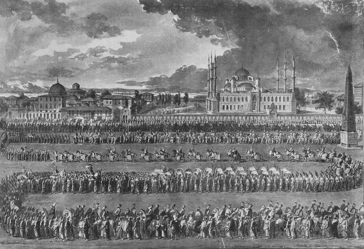 Szultán körmenete a Hippodromon alkotó: Jean Jacques Francois Le Barbier