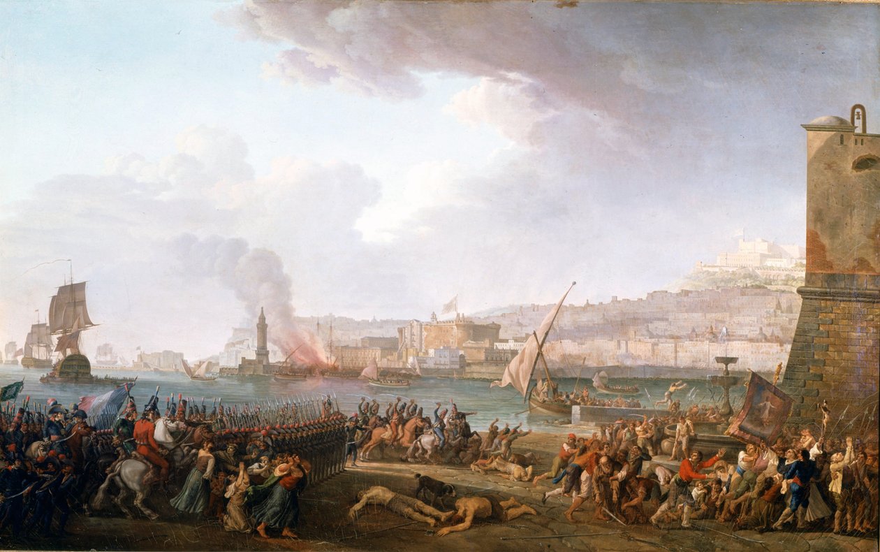 A Championet tábornok által vezényelt francia hadsereg belépése Nápolyba, 1799.01.21. Taurel Jean Jacques François (1757 - 1832) festménye. 1799. Versailles és Trianon várai. alkotó: Jean Jacques Francois Taurel