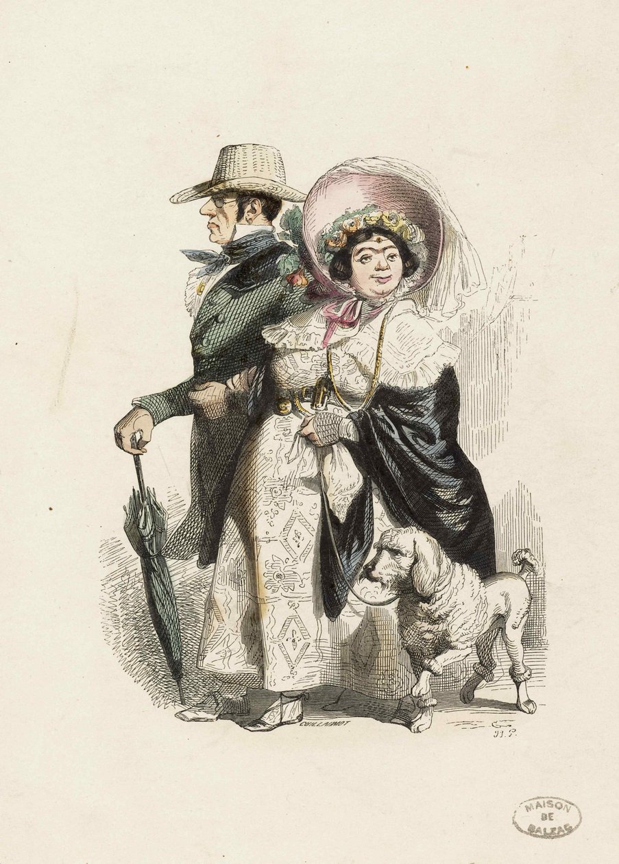 Egy Rentier és felesége, 1840. alkotó: Jean Jacques Grandville