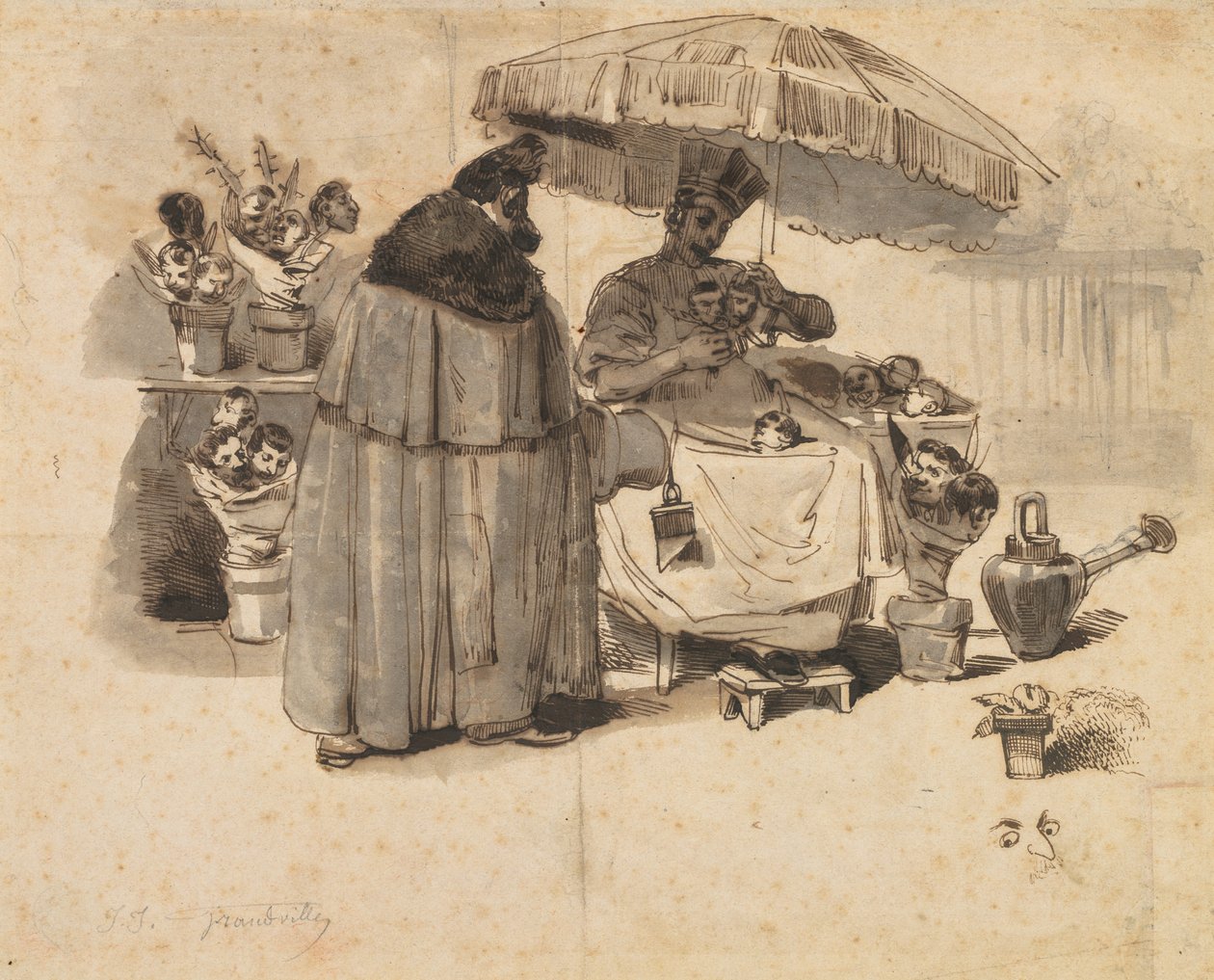 Tanulmány az "Au Bouquet de persil"-hez (Egy csokor petrezselyem) alkotó: Jean Jacques Grandville