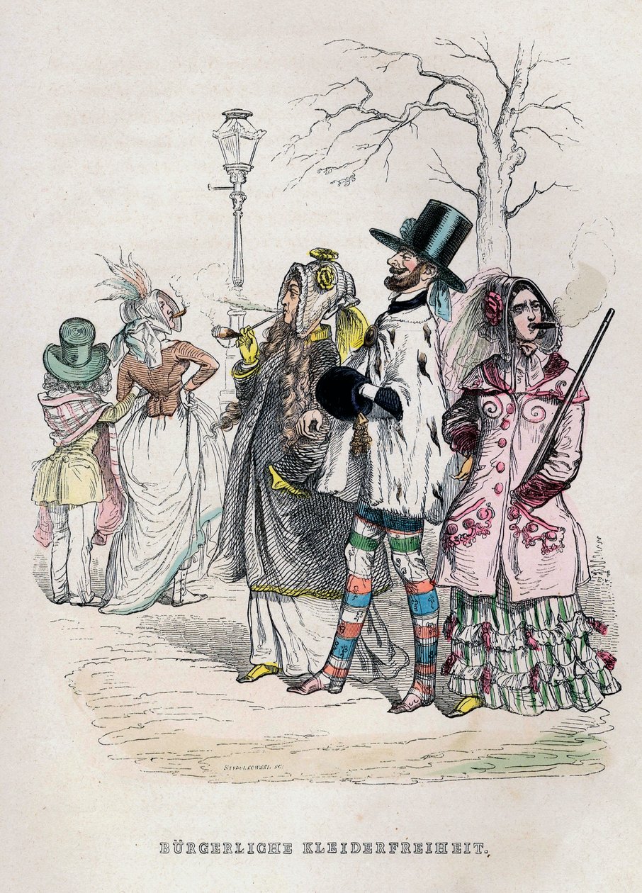 A nők öltözködési szabadsága, 1840-es évek. alkotó: Jean Jacques Grandville
