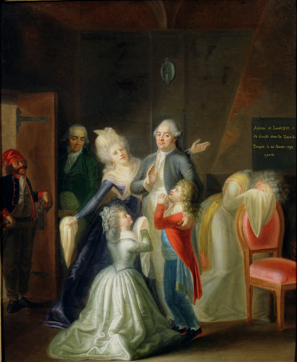 Családja búcsúztatta XVI. Lajost a templomban, 1793. január 20 alkotó: Jean Jacques Hauer