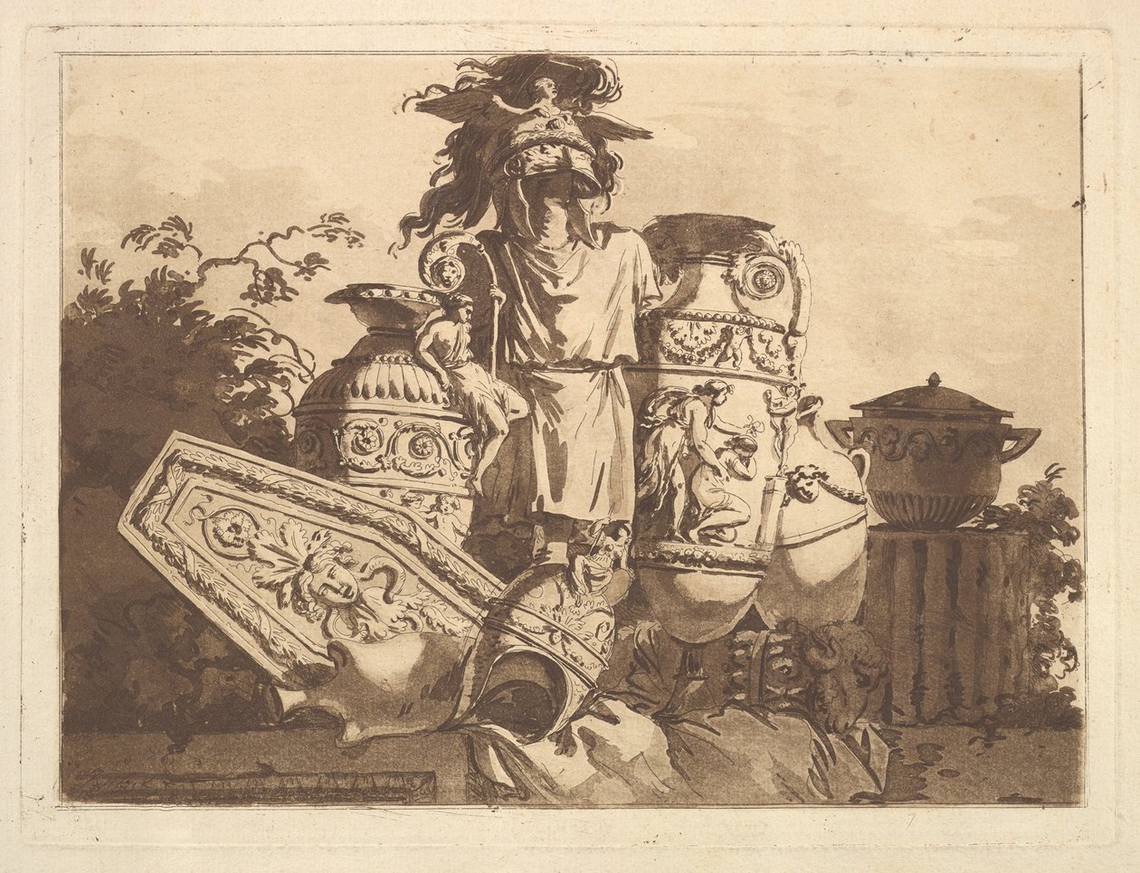 Kompozíció régiségekkel, a Recueil de Compositions par Lagrenée Le Jeune Colle...-ból, 1782-84. alkotó: Jean Jacques Lagrenee