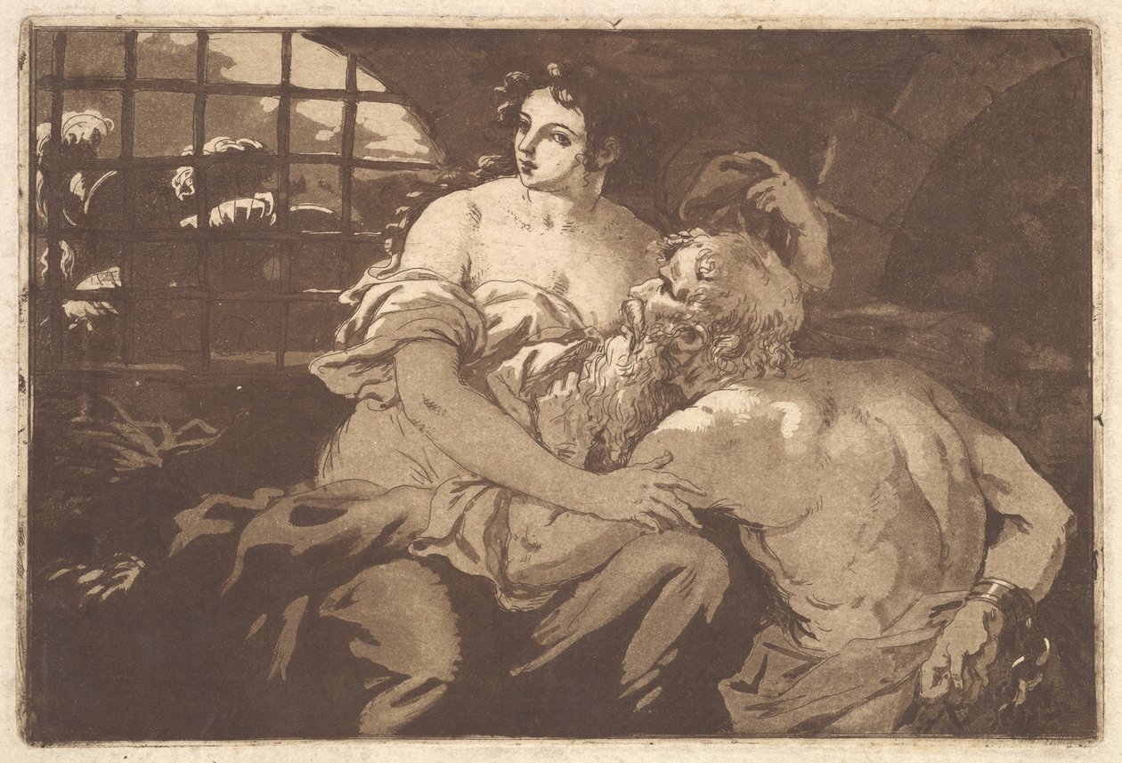 Roman Charity, egy albumban, amely a Recueil de Compositions par..., 1782-1821-et tartalmazza. alkotó: Jean Jacques Lagrenee