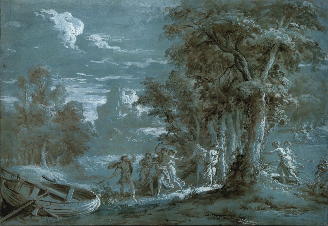 Táj egy jelenettel Fénelon Télémaque című művéből, 1780. alkotó: Jean Jacques Lagrenee