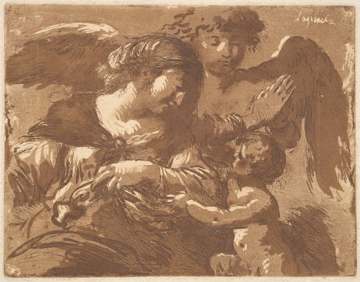 The Guardian Angel, egy albumban, amely a Recueil de Compositions p..., 1782-1821-et tartalmazza. alkotó: Jean Jacques Lagrenee
