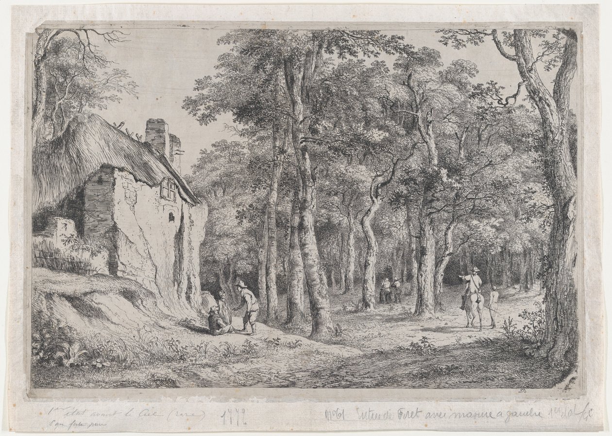 Víkendház az erdő bejáratánál, 1772. alkotó: Jean Jacques de Boissieu