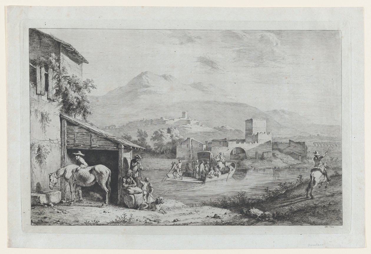 Garigliano átjáró Olaszország, 1793. alkotó: Jean Jacques de Boissieu