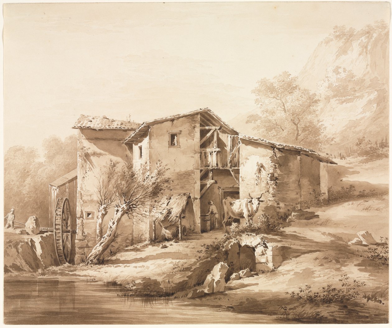 Táj vízimalommal, c, 1790. alkotó: Jean Jacques de Boissieu
