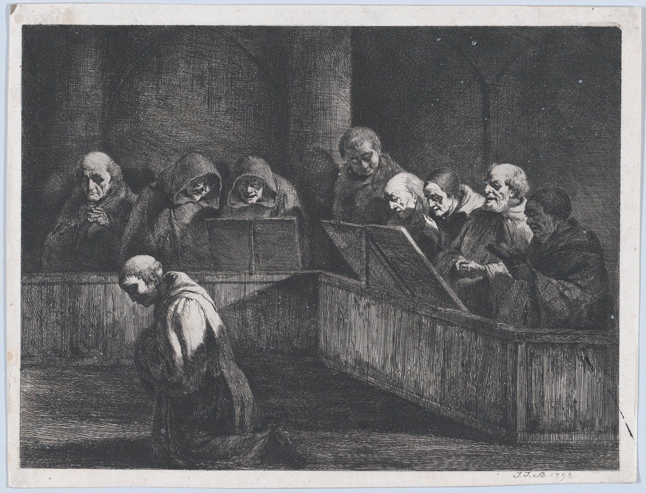 Szerzetesek énekelnek, 1795. alkotó: Jean Jacques de Boissieu