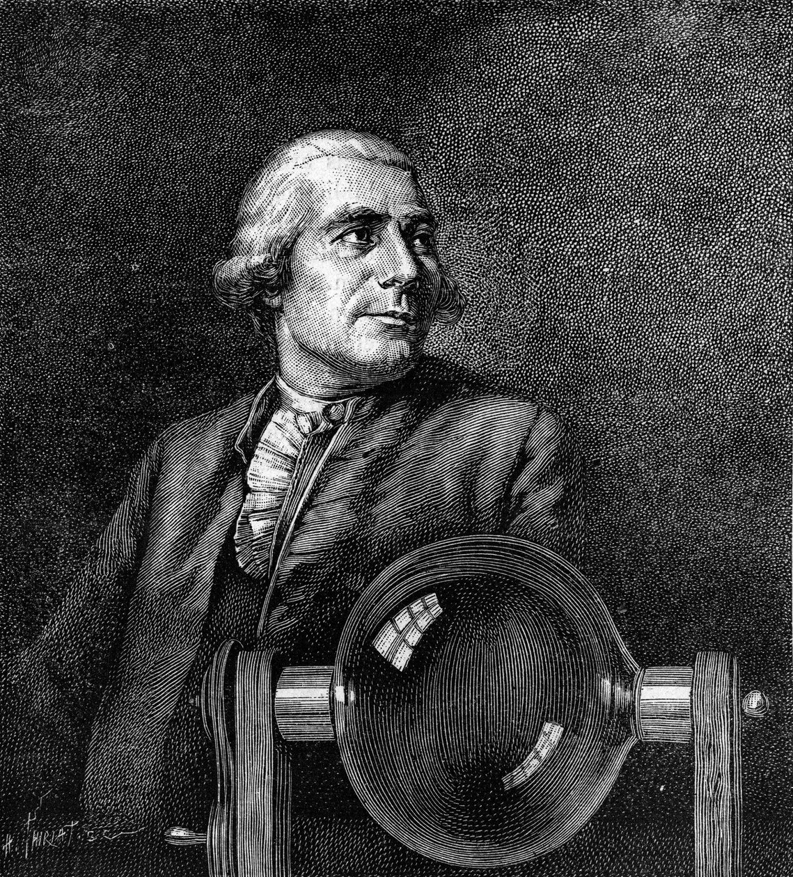 Joseph de Montgolfier (1740-1810) francia iparos, a hőlégballon feltalálója portréja. (Boissieu portréjából, a Musee de Lyonban). Gravírozás a „természetbe”: a tudományok áttekintése és alkalmazásaik a művészetben és az iparban” alkotó: Jean Jacques de Boissieu