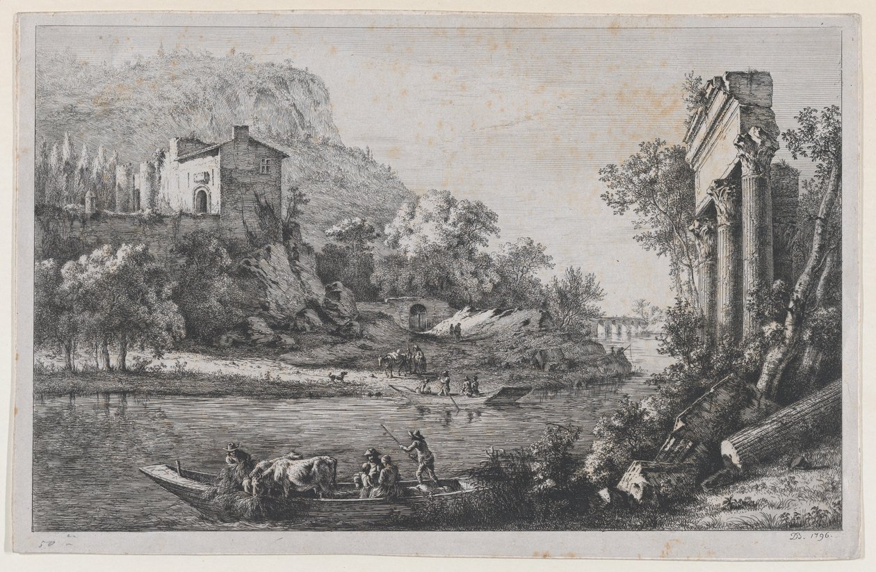 Folyóátkelő, 1796. alkotó: Jean Jacques de Boissieu