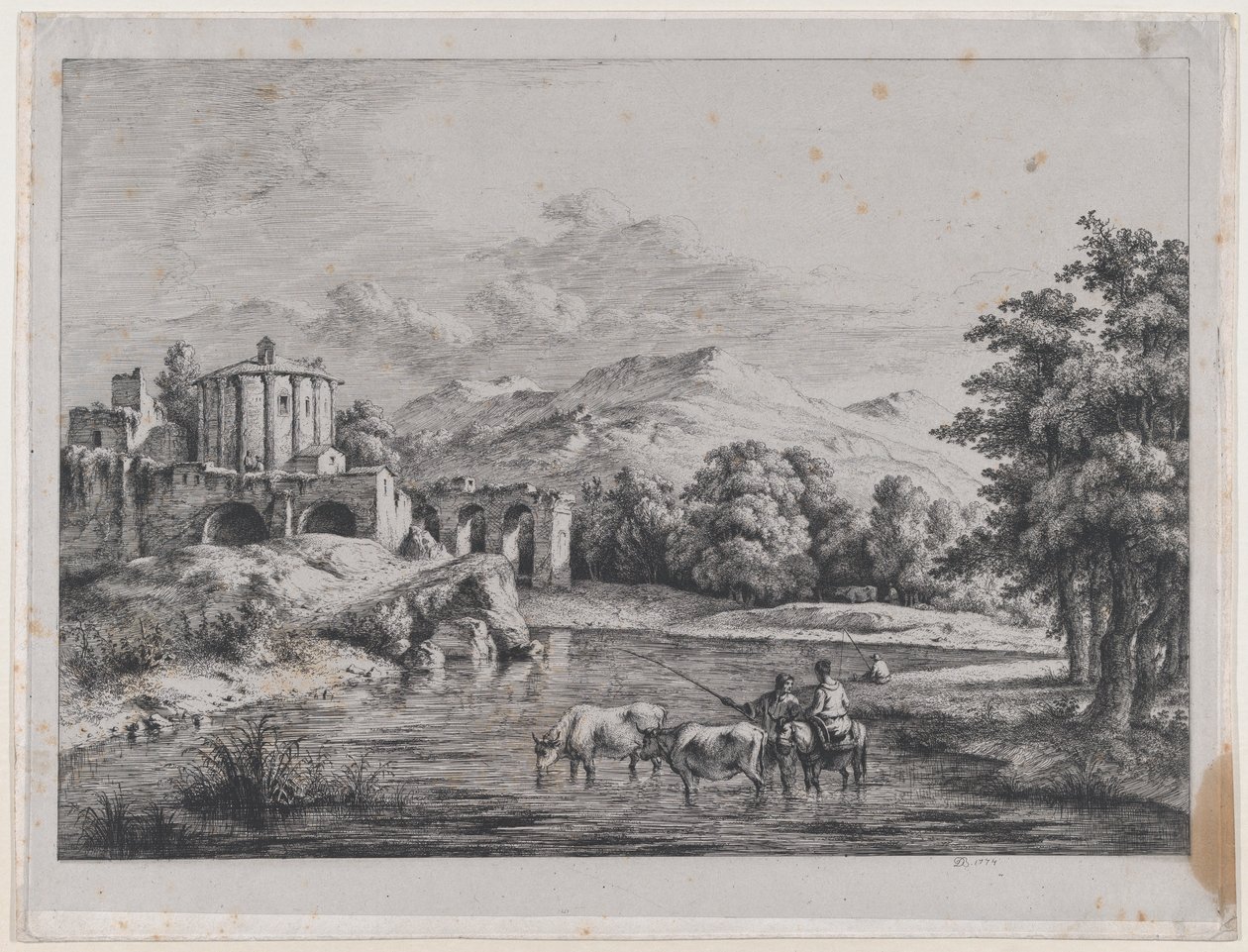 Kilátás a Vesta-templomra, 1774. alkotó: Jean Jacques de Boissieu