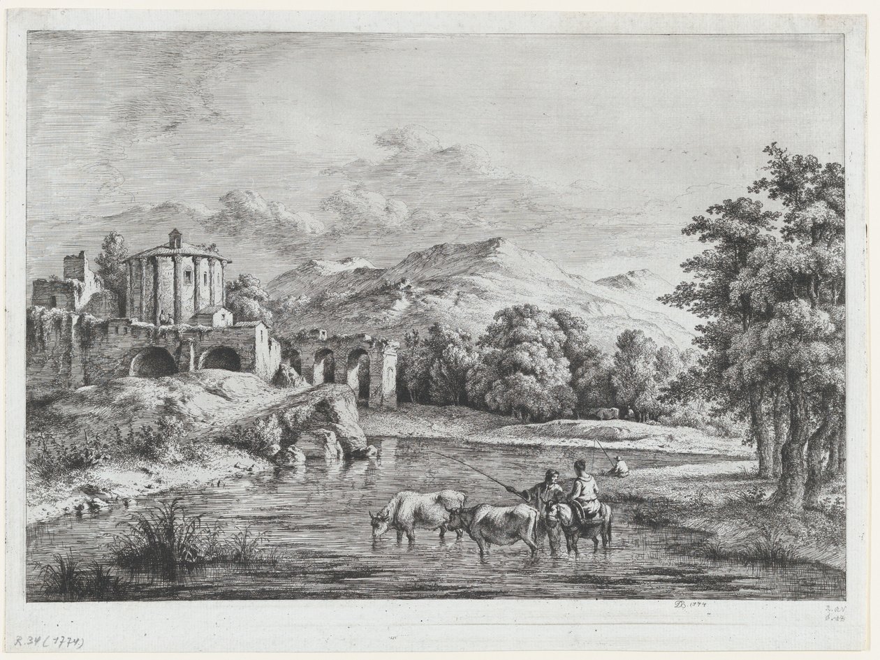 Kilátás a Vesta-templomra, 1774. alkotó: Jean Jacques de Boissieu