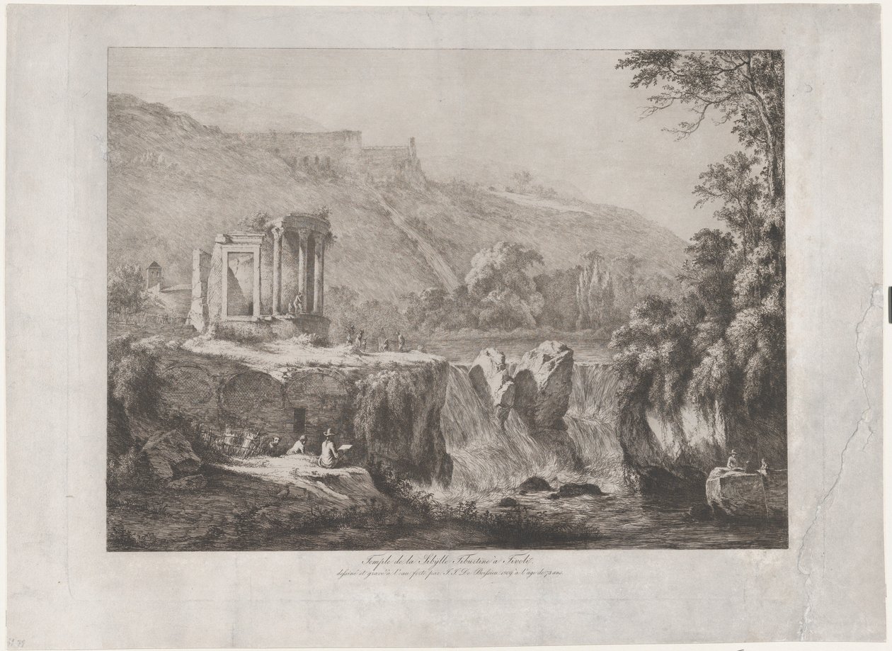 Kilátás a Tiburtine Sibyl templomára, 1809. alkotó: Jean Jacques de Boissieu