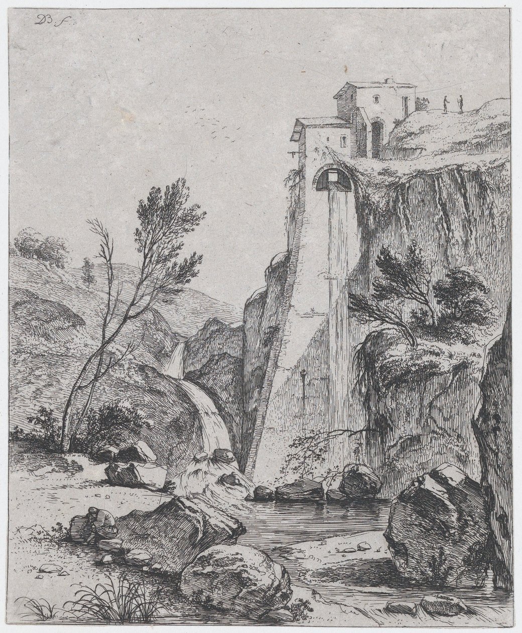 Vízesés Breenberg után, 1764. alkotó: Jean Jacques de Boissieu