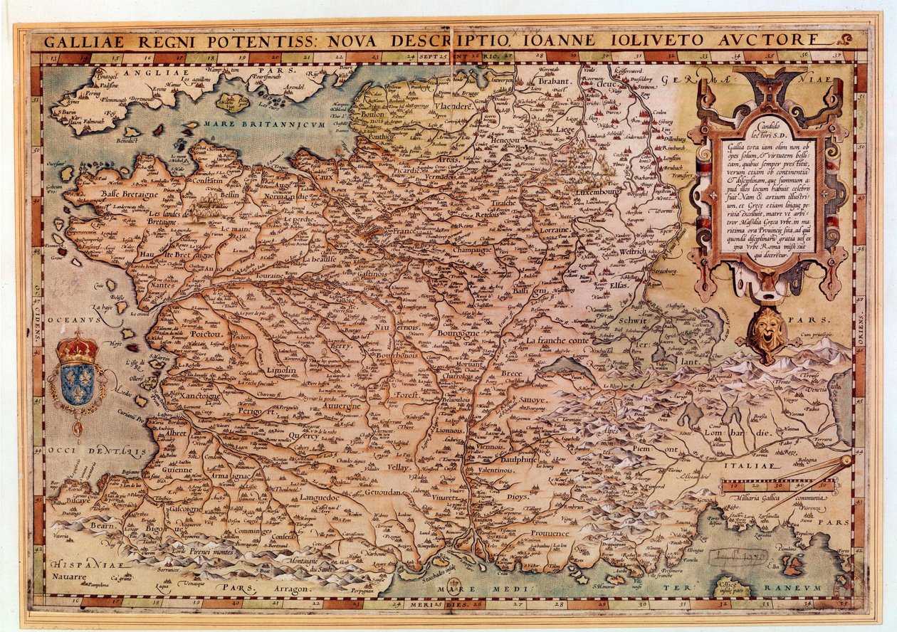 Franciaország földrajzi térképe, Jean Jolivet (XVI. század) 1570 Párizs, B.N. alkotó: Jean Jolivet