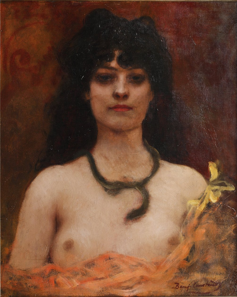 Benjamin Constant - Orientalista portré egy meztelen hölgyről, mellrészletben alkotó: Jean Joseph Benjamin Constant