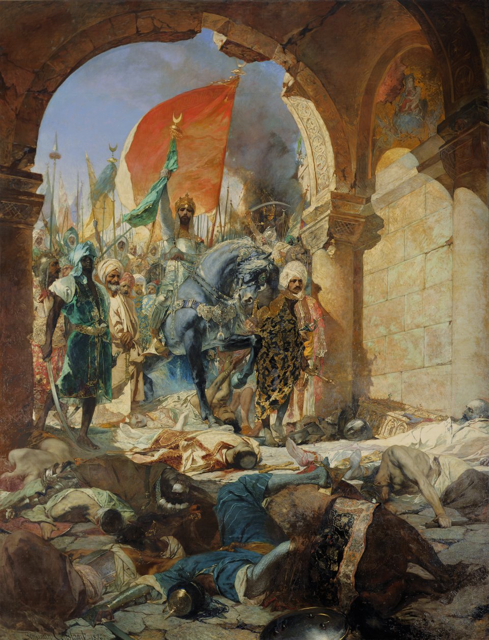 II. Mohammed (1432-81) törökök bevonulása Konstantinápolyba, 1453. május 29., 1876. alkotó: Jean Joseph Benjamin Constant