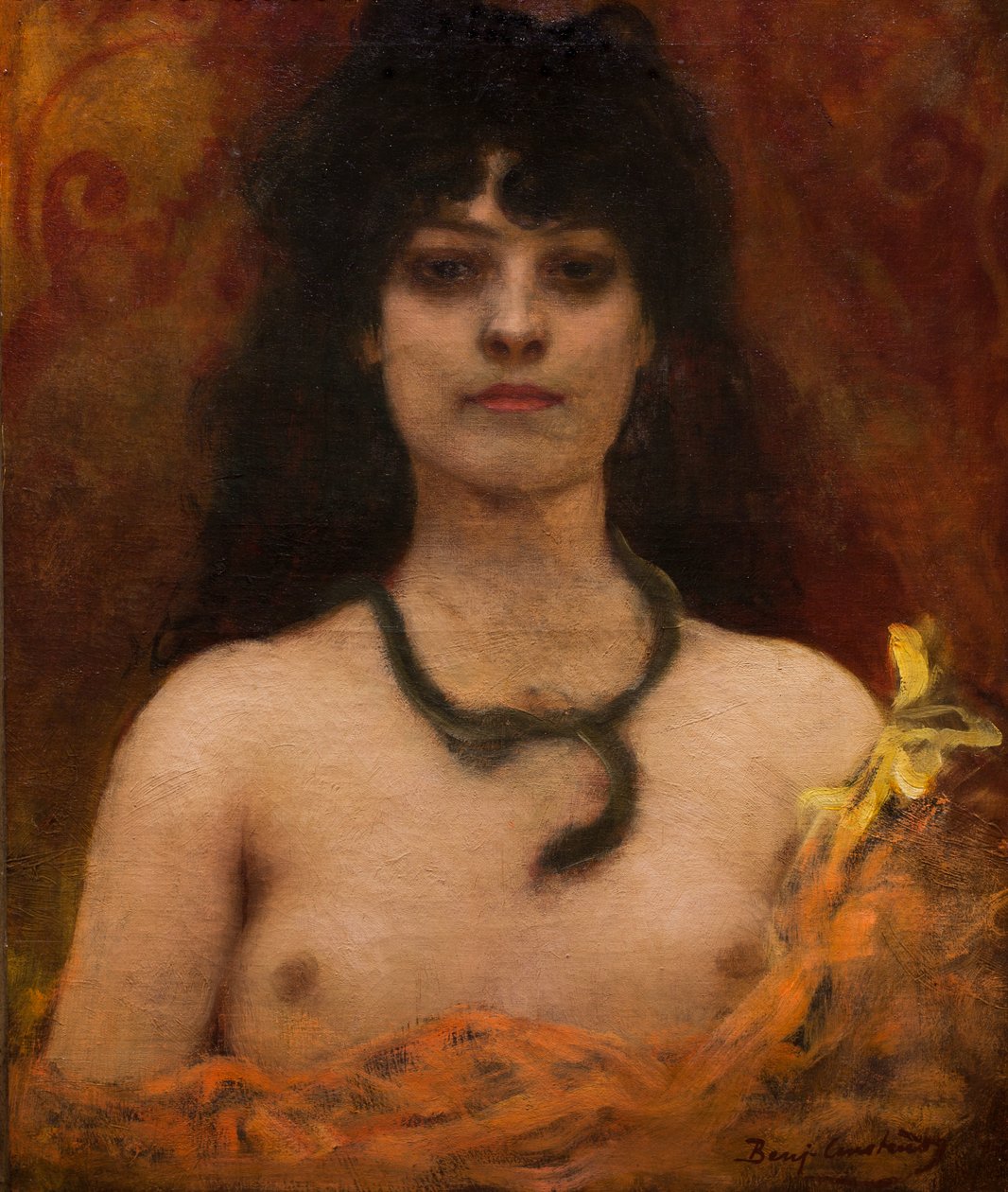 Orientalista portré egy meztelen nőről, dátum nélkül. (Olaj, vászon) alkotó: Jean Joseph Benjamin Constant
