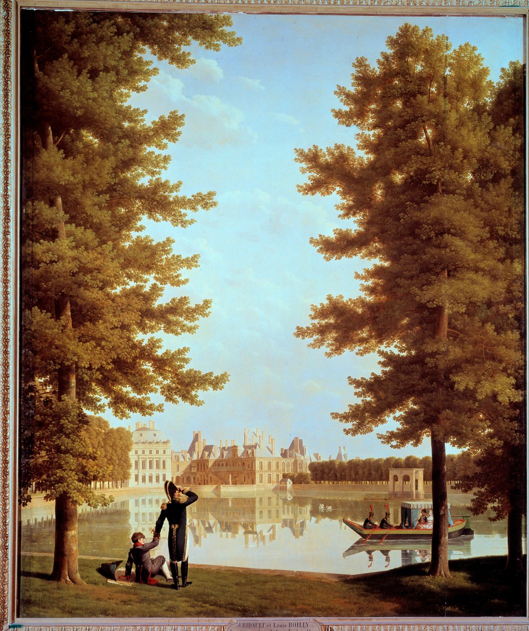I. Napóleon császár (1769-1821) és Marie Louise sétánya a pontytavakon Fontainebleau-ban Joseph Bidault (1758-1846) festménye 1810 V. 2,28x1,74 m Párizs, Musee Marmottan alkotó: Jean Joseph Bidault