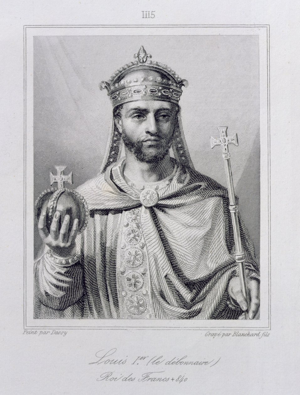 I. Lajos „Jámbor” (778-840) római római császár, Blanchard metszet alkotó: Jean Joseph Dassy