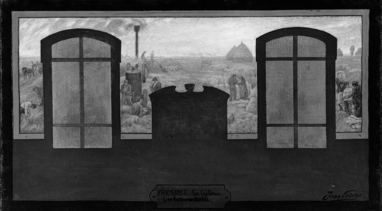 Fresnes városháza vázlata: Sur le plateau - Les batteurs de blé, 1905-ben (olaj, vászon) alkotó: Jean Joseph Enders