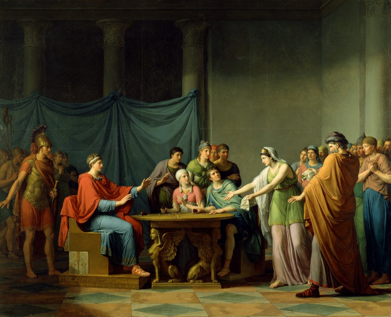 Berenice Ptolemaiosz szidalmazása alkotó: Jean Joseph Taillasson