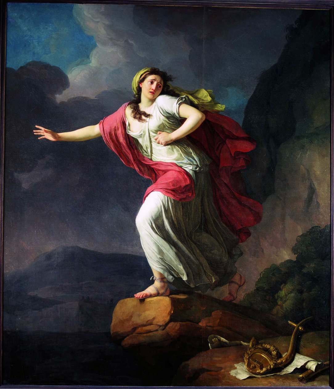 Sappho a tengerbe veti magát, 1791. alkotó: Jean Joseph Taillasson