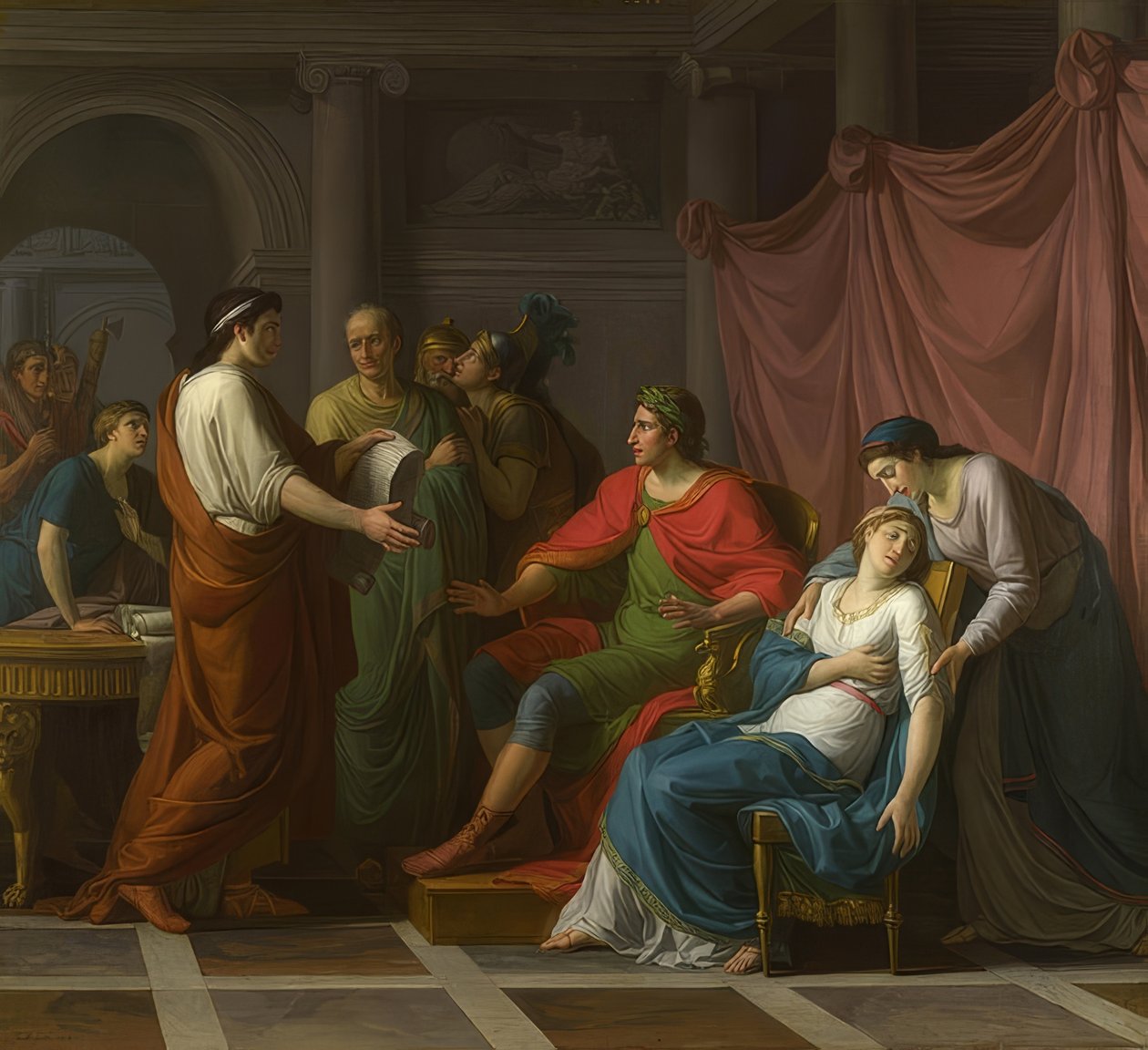 Vergilius felolvas Augustusnak és Octaviának az Aeneisből. 1787 alkotó: Jean Joseph Taillasson