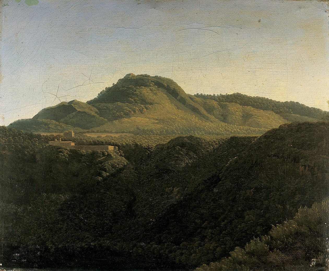 Kilátás a római Campagna-ra, a Nemi-tóval alkotó: Jean Joseph Xavier Bidauld