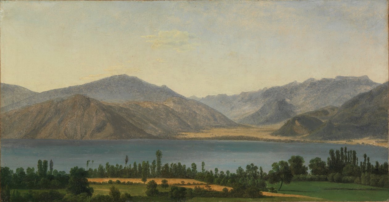 A Fucino-tó és az Abruzzi-hegység alkotó: Jean Joseph Xavier Bidauld