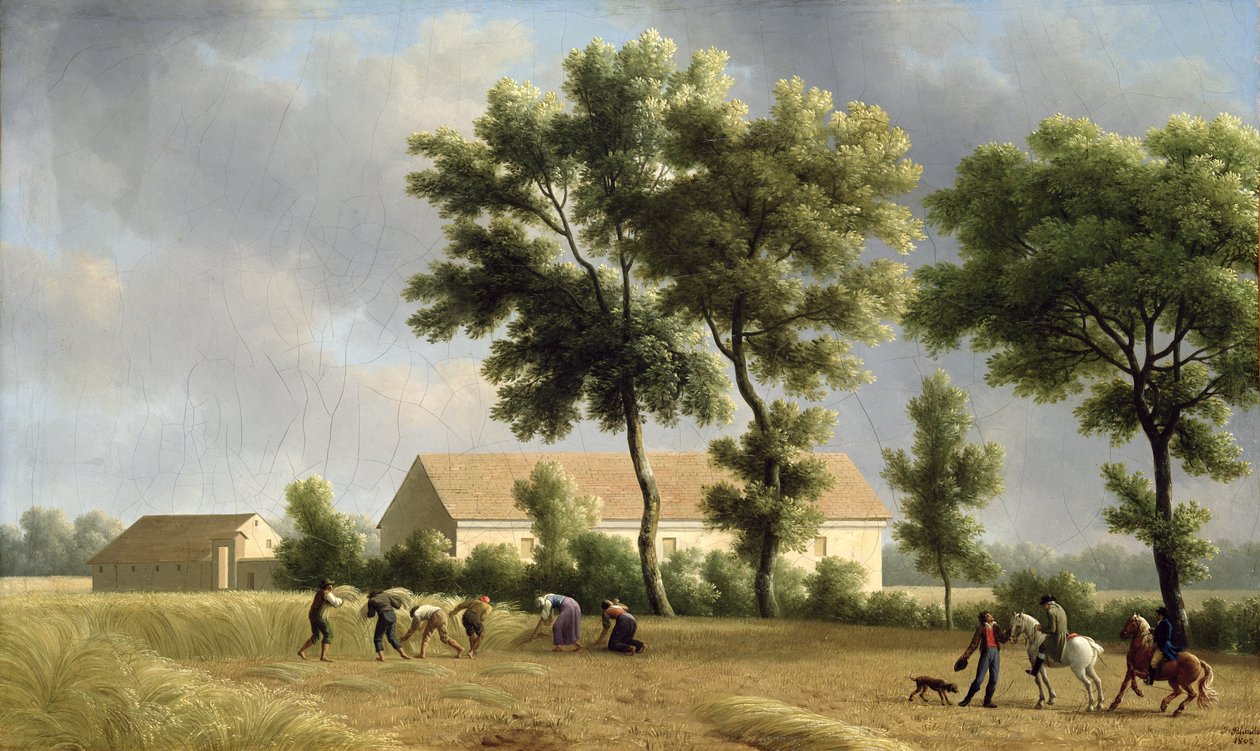 Táj Ile-de-France-ban aratógépekkel, 1802 alkotó: Jean Joseph Xavier Bidauld