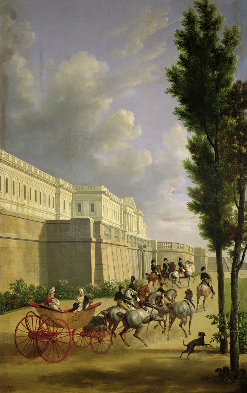 I. Napóleon (1769-1821) és Marie-Louise (1791-1847) vadászni indul Compiegne-be, 1811 alkotó: Jean Joseph Xavier Bidauld