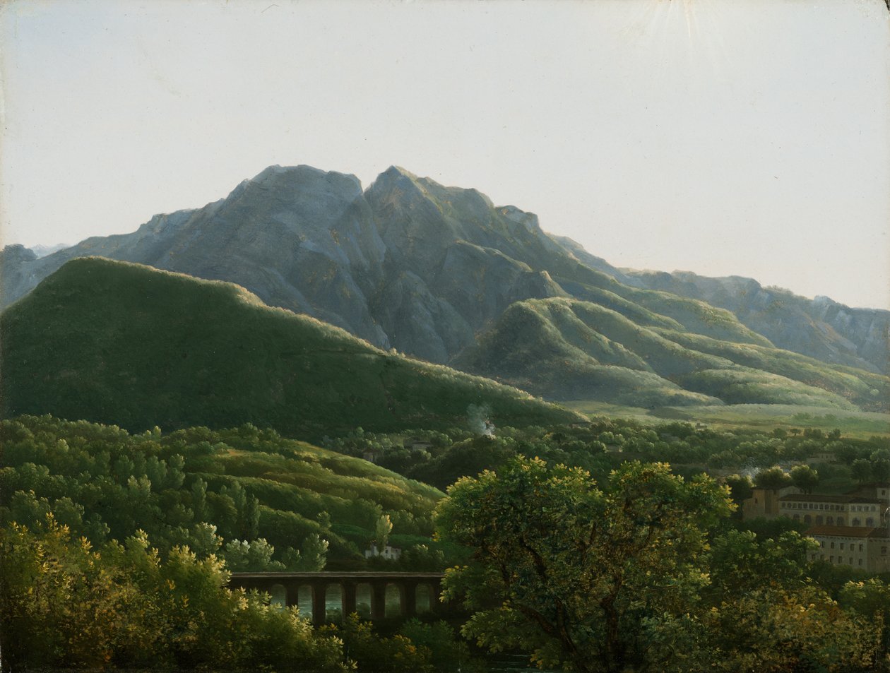 Kilátás a hídra és Cava városának egy részére, Nápolyi Királyság alkotó: Jean Joseph Xavier Bidauld