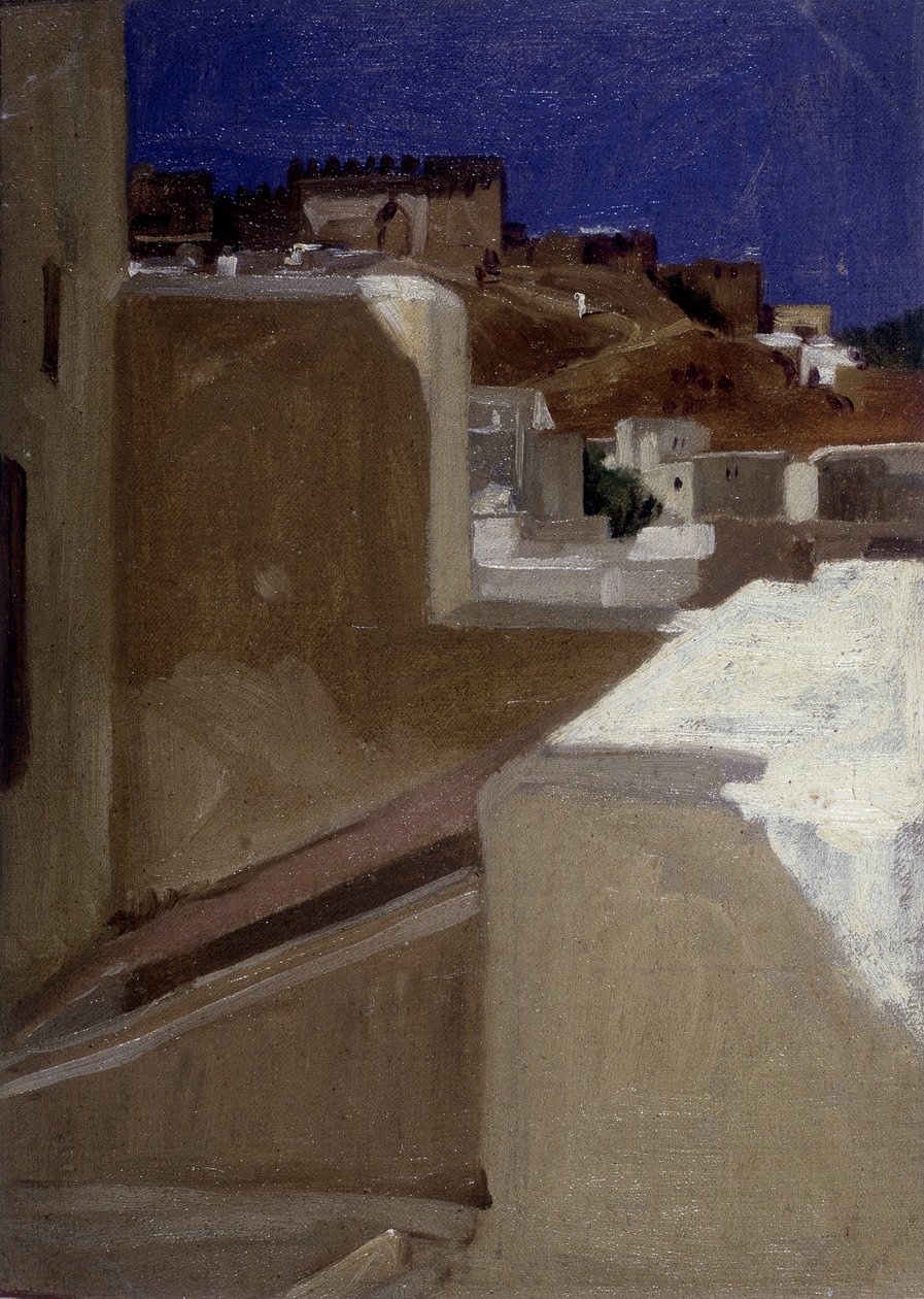 Lecomte du Nouy (1842-1923), tangeri kilátás a casbah-ra (kasbah) a teraszomról alkotó: Jean Jules Antoine Lecomte du Nouy