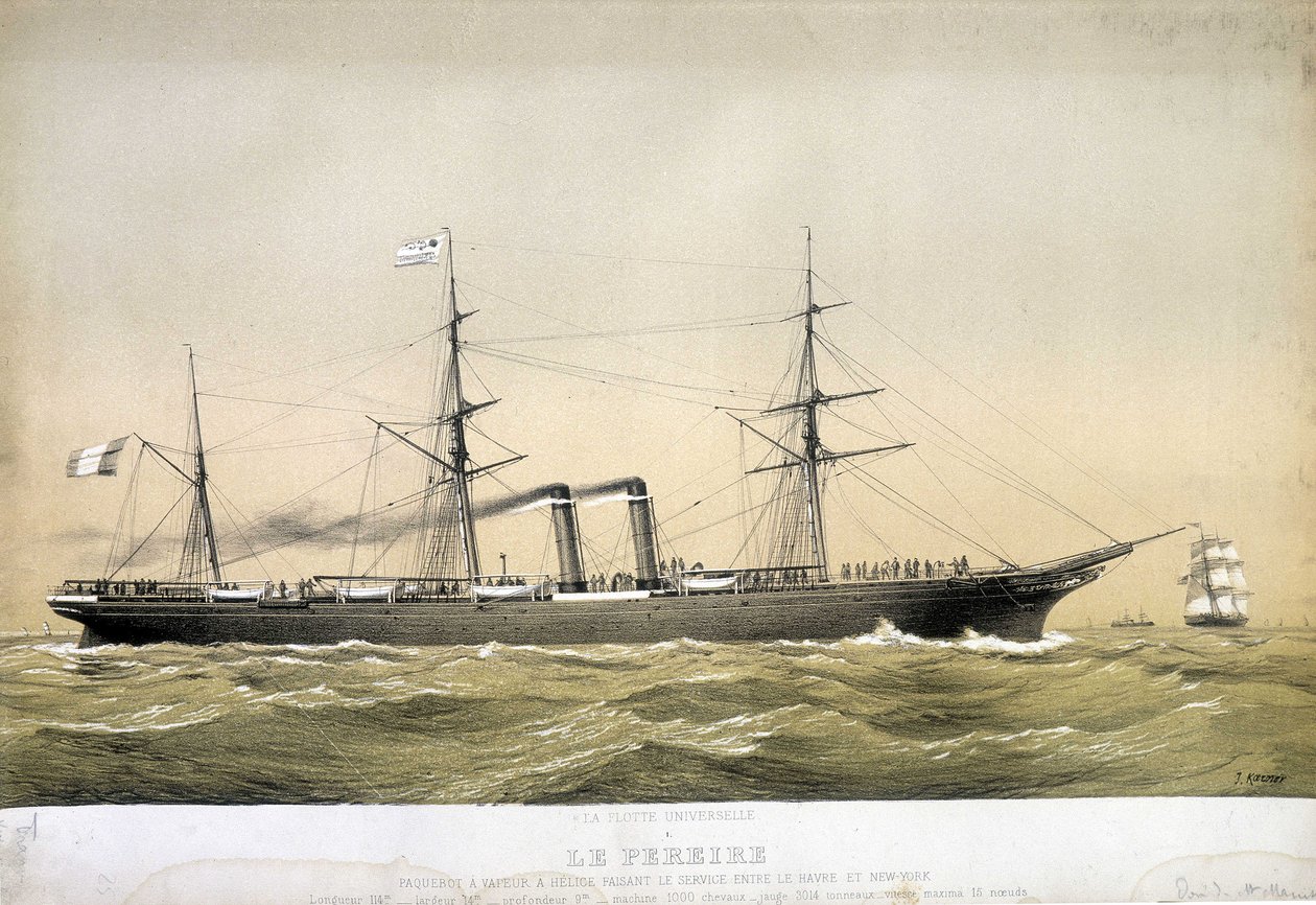 A Pereire vonalhajó gőzös és helices volt Le Havre és New York, 1868-ban pedig Brest és New York között. A „The Pereire” 1864-ben épült Glasgow-ban. A Compagnie Générale Transatlantique de Emile Pereire-hez tartozik. alkotó: Jean Jules Koerner