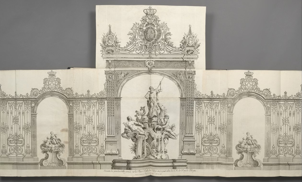 A nancyi Place Royale-on elhelyezett Grandes rácsok tervei 1755-ben S. M. le Roy de megrendelésére alkotó: Jean Lamour