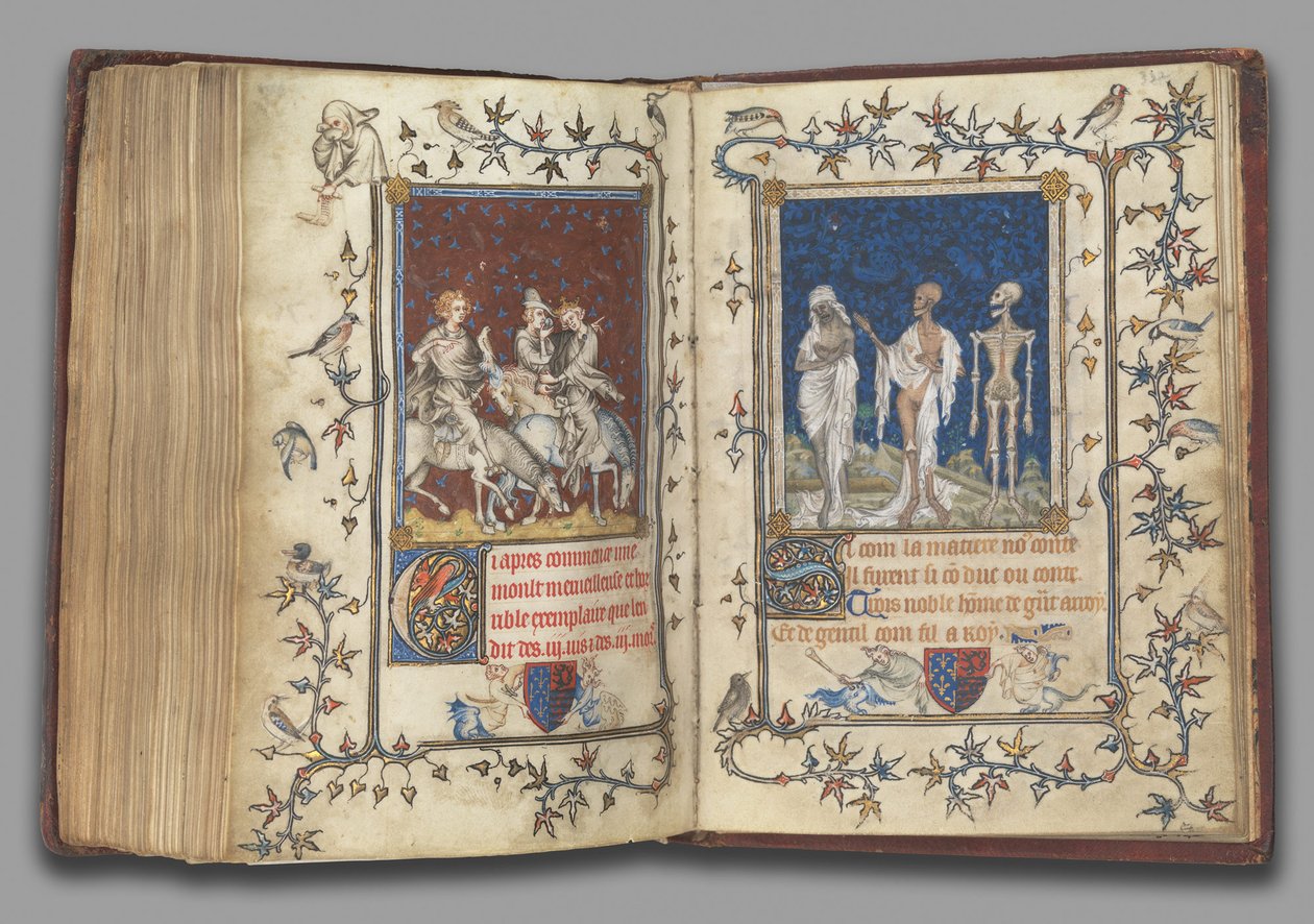 f.321v-322r Bonne Luxembourg, Normandia hercegnő imakönyvéből, 1349 előtt (tempera, grisaille, tinta és arany pergamen) alkotó: Jean Le and workshop (attr. to) Noir