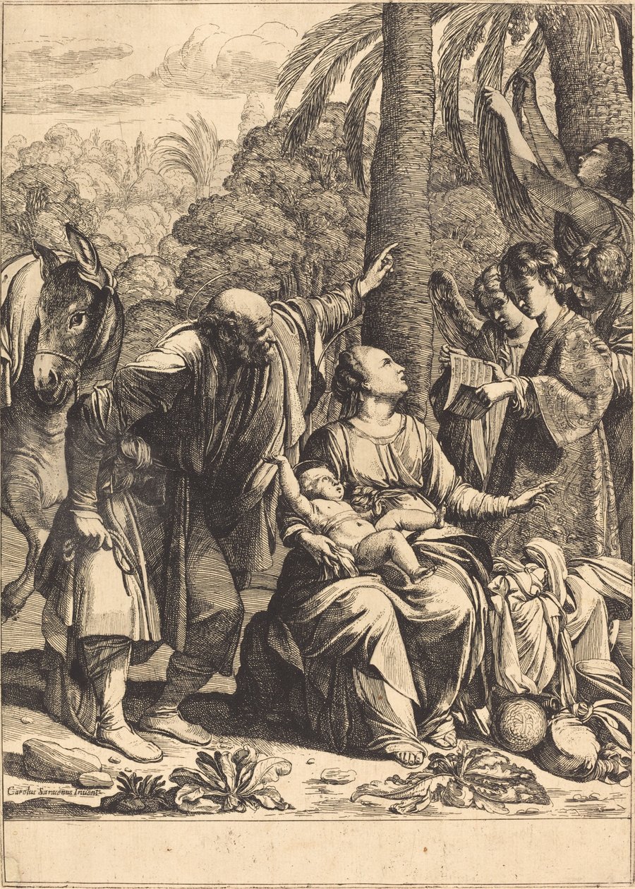 Pihenjen az egyiptomi repülésen alkotó: Jean Leclerc after Carlo Saraceni