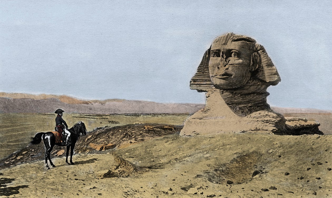 Napóleon és a Szfinx - Egyiptom hadjárata (expedíciója) (1798-1801): I. Bonaparte Napóleon (1769-1821) Gizeh szfinxe előtt Egyiptomban alkotó: Jean Leon (after) Gerome
