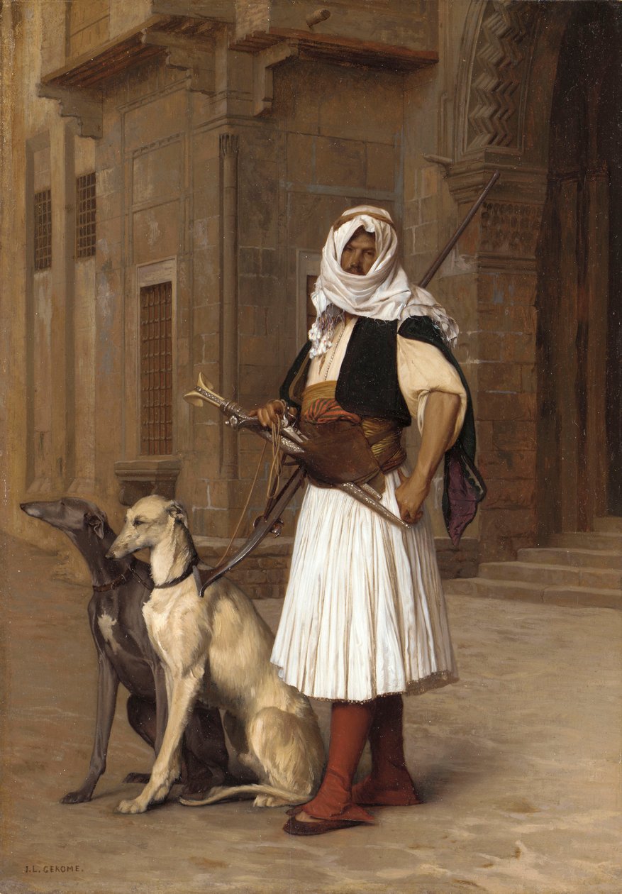 Anaute két whippet kutyával, 1867 alkotó: Jean Leon Gerome